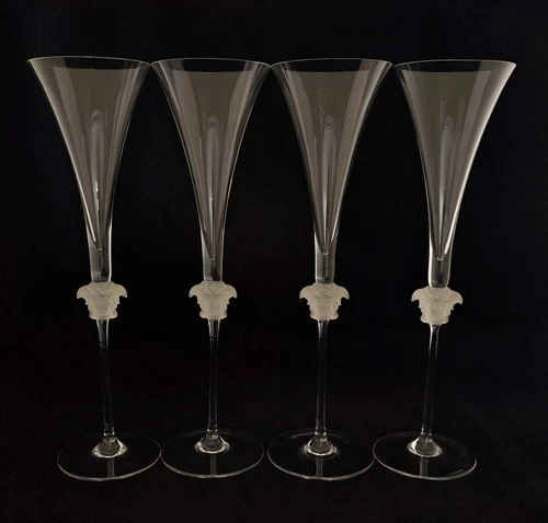 Rosenthal Versace Medusa Lumiere Set of 4 champagne Glasses (D1565)