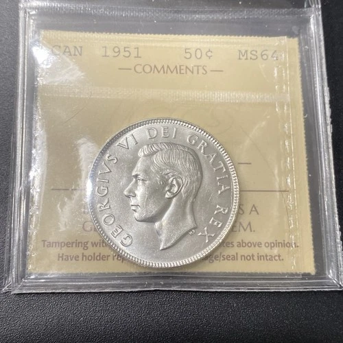 1951 Canada,  Fifty ¢50 Cent, ICCS Graded**MS-64** # XZJ 096