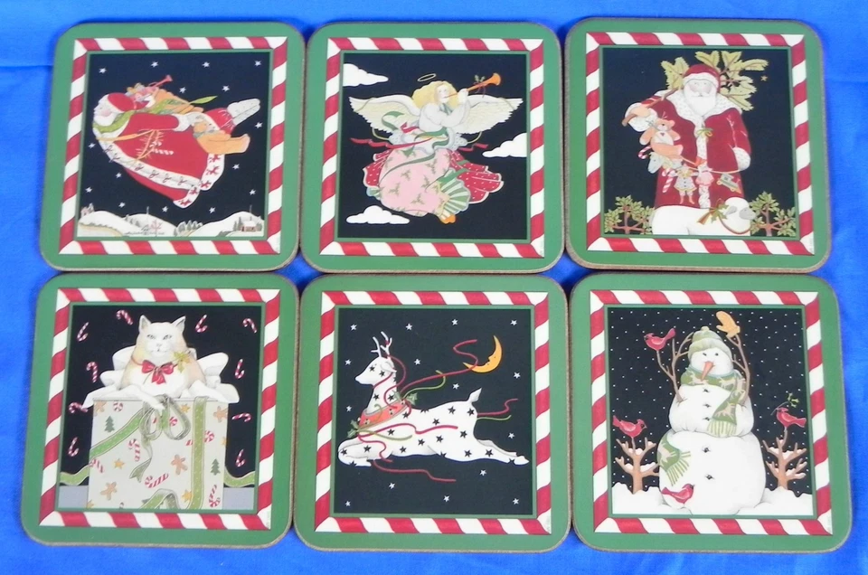 Juego de 6 Posavasos de Vacaciones Pimpinela "Candy Sticks", Cuadrados de 4-1/8", en Caja Exc. Foto 2 de 4