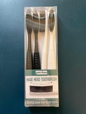 NEW Large Long Head Toothbrush, 4-Pack, Upgraded Hard  Firm Charcoal Bristles
