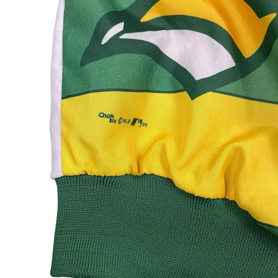 Jaqueta vintage MLB Oakland A's Athletics anos 80 linha de giz fanimation tamanho médio - Imagem 4 de 4
