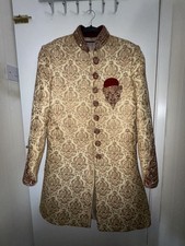 Men  s Indian Sherwani - Wedding Outfit Size 40 With Trousers And Velvet Scarve