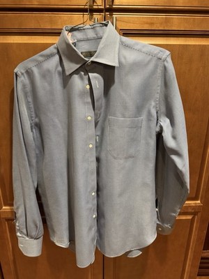 Corneliani Men s Blue Button Down Shirt 16/41 Cotton Dress Shirt Made in Italy