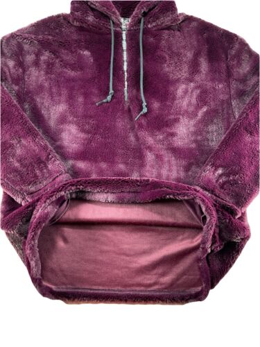 Victoria's Secret Pink Faux Fur 1/4 Zip Campus Hoodie Oversized Pullover M - Picture 3 of 5