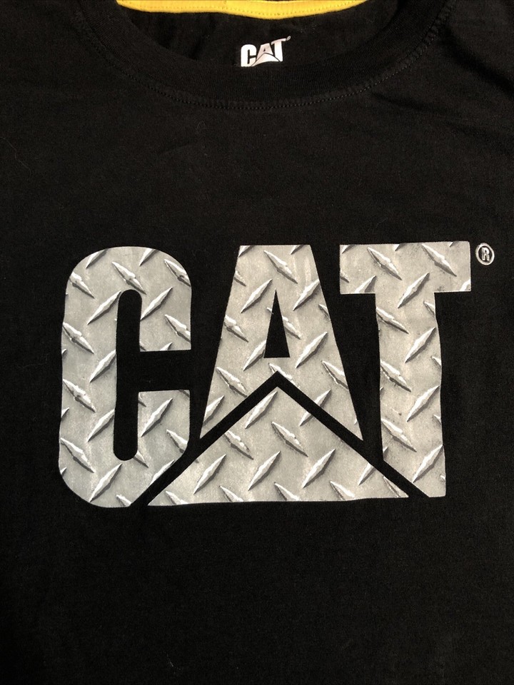Caterpillar CAT Diesel Diamond Plate Shirt Mens 4XL Tractor Black Shirt