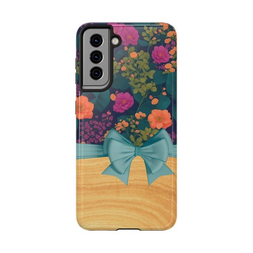 Boho Blue Teal Floral, Wood Footer Tough Phone Case for Iphone Samsung Galaxy - 第 105/108 張圖片