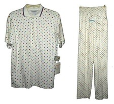 New vintage 2-PC PJs Pajamas David Smith 100 -Cotton Polka-Dot NWT S