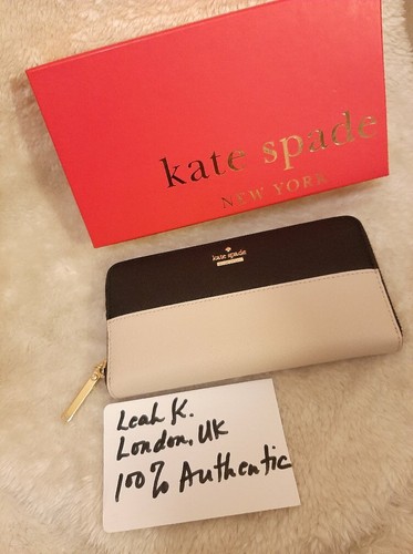Genuine KATE SPADE Leather Zip Wallet 2 Tone Black & Nude - Picture 1 of 6
