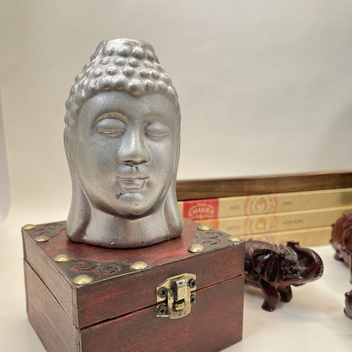 Pacchetto decorazione casa spirituale Boho testa di Buddha elefanti porta incenso candela - Foto 2 di 20