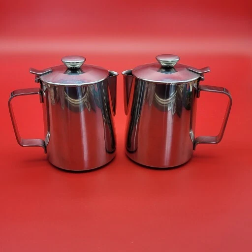 2 Jarra Crema Tetera Servidor Acero Inoxidable Agua Caliente Servir Cocina Desgaste Foto 2 de 4