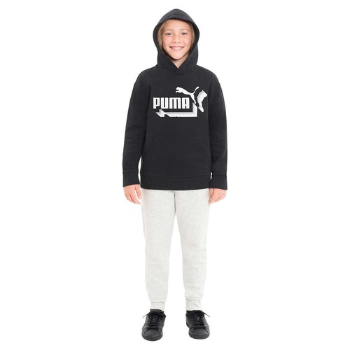 PUMA Youth French Terry Hoodie, Black or Gray - Picture 4 of 14
