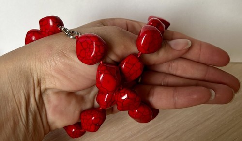 Red Coral Beads of irregular and rare shape Necklace, 114gramm - Picture 20 of 24