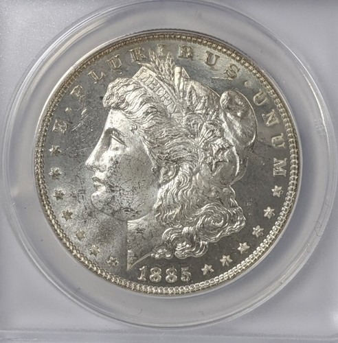 X Rare 1885 Morgan Silver Dollar Proof Like $ ANACS MS63 Cameo PL - Picture 3 of 4
