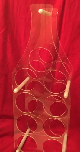 Very rare vintage mcm Tall Acrylic Plastic Lucite Bottle Shaped Wine Holder - Picture 10 of 10