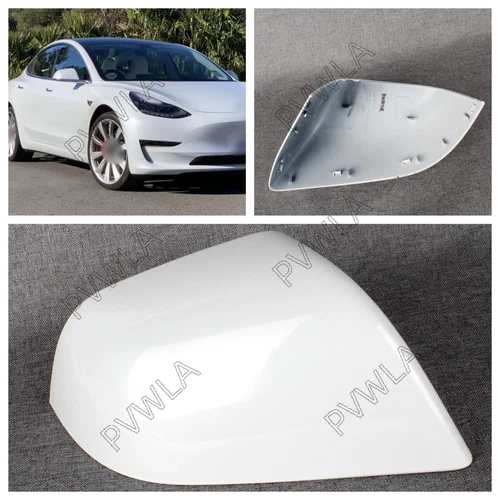 Right Passenger Pearl white Mirror Cover Shell Cap For Tesla Model 3 2017-2019