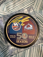 Ryan Pulock Signed 50th Anniversary NY Islanders-Avalanche Practice Puck