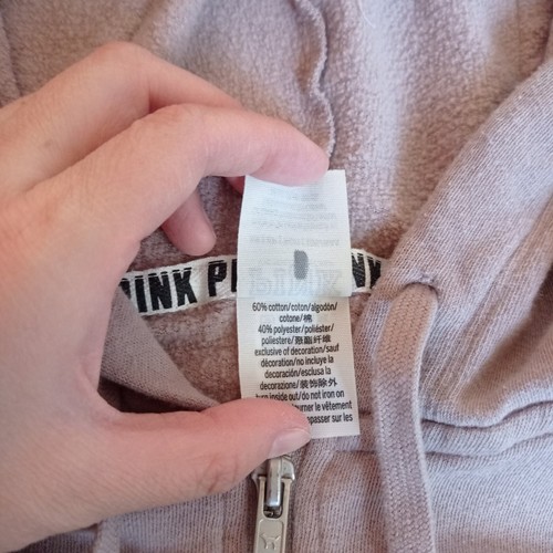 Victoria's Secret VS Women’s Pink Zip Up Hoodie Jacket Sweatshirt Beige XS - Picture 3 of 6