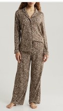NEW 80 Nordstrom Lingerie Moonlight Eco Pajama Set Beige Leopard Spots Small