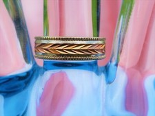 Wide Hand Crafted Copper Ring Shimmering 2Tone Band of Leaves Copper Healing