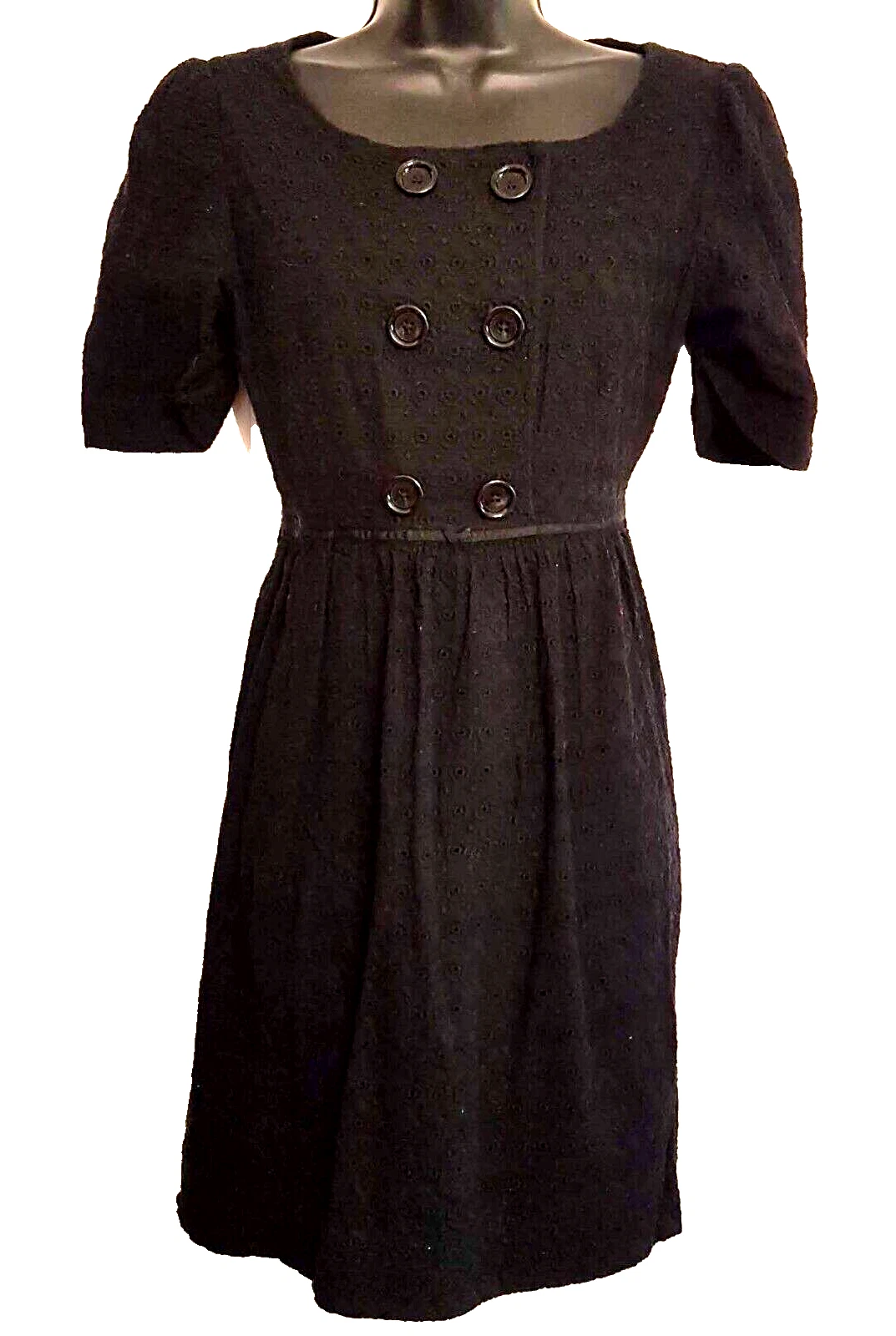 Piccolo abito nero Michael Kors pizzo ricamato occhiello taglia 10 cocktail party