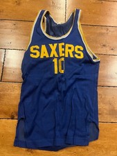 Vintage 1960'S SAXERS BASKETBALL #10 SOUTHERN BLUE YELLOW JERSEY SIZE YOUTH MED