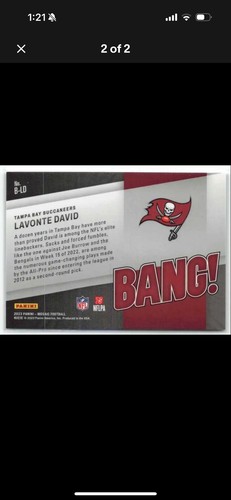 2023 Panini Mosaic Bang! Lavonte David Tampa Bay Buccaneers #B-LD - Picture 2 of 2