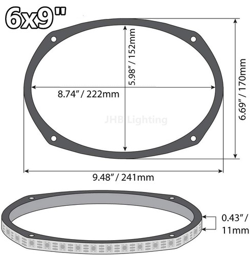 JHB 8 PIEZAS 6x9" RGB LED Coche Camión Audio Subs Altavoz Anillo Luces Control Remoto + KIT DE APLICACIÓN - Imagen 4 de 14