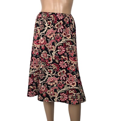 Vintage Rena Rowan Skirt Size 8 Floral Paisley Print A-Line Midi Boho Y2K Artsy