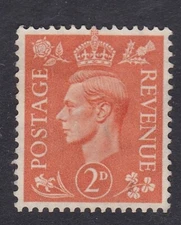 1941 GVI 2d PALE ORANGE WMK INVERTED VERY FINE USED SG488Wi