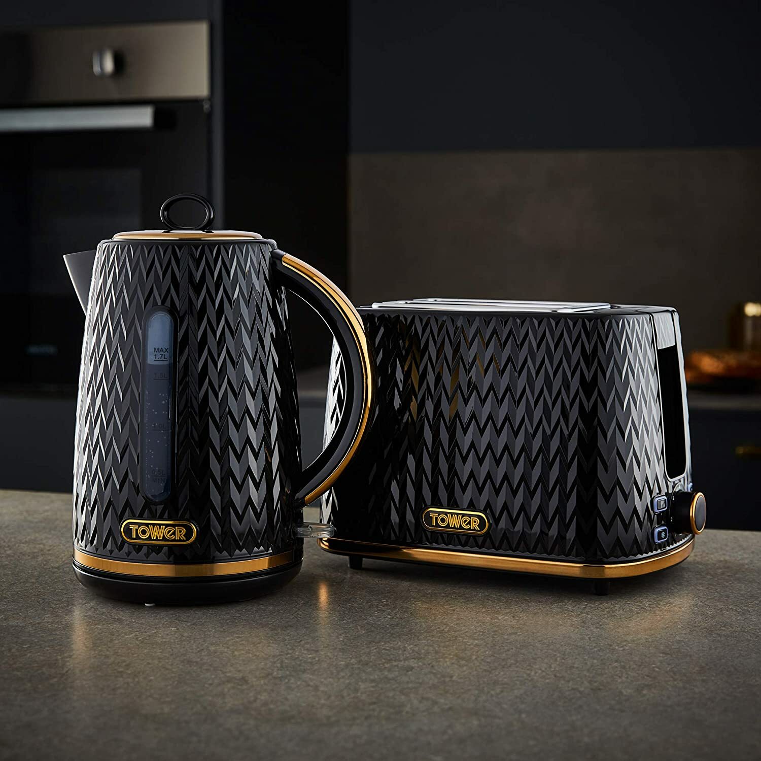 Bronze Tower Empire Mega Kitchen Set Jug Kettle Toaster Bread Bin