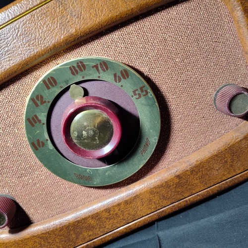 Wards Airline radio d'epoca a valvole phono portatile mod metà secolo * - Foto 4 di 12