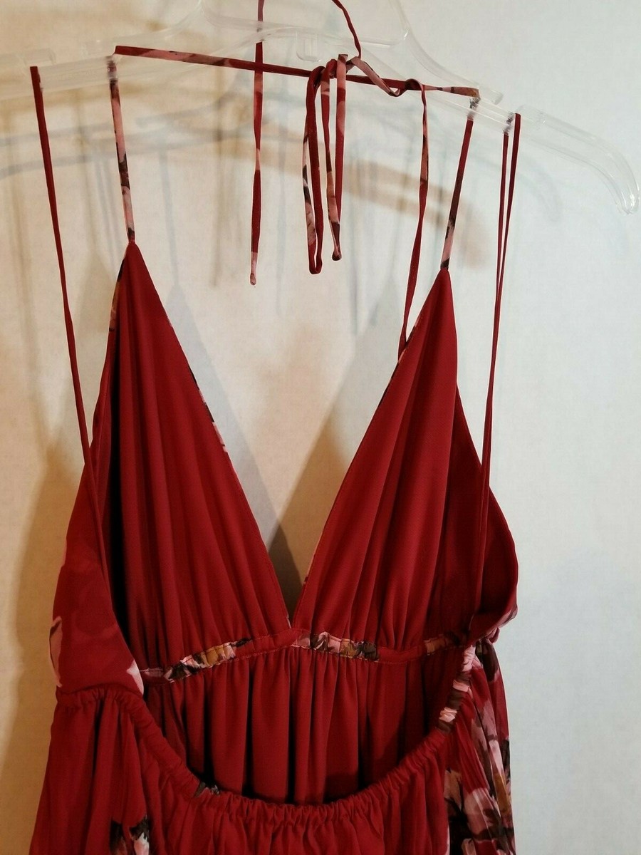 open lace back dress Caroline Dress in Berry Red