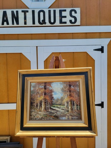 Fall Autumn Trees River J. Medina Signed Oil Painting Original Art Decor Framed - Picture 3 of 12