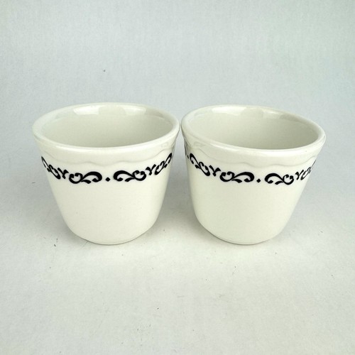 Vtg Buffalo China Restaurant Ware Black Scroll Coffee Mug Saucer Set of 2 - 第 4/14 張圖片