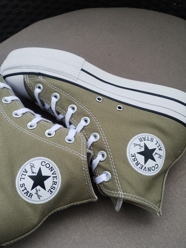 Converse All Star Lift Platform High tops Trainers Khaki Mossy Green Womens UK6 - Picture 7 of 19