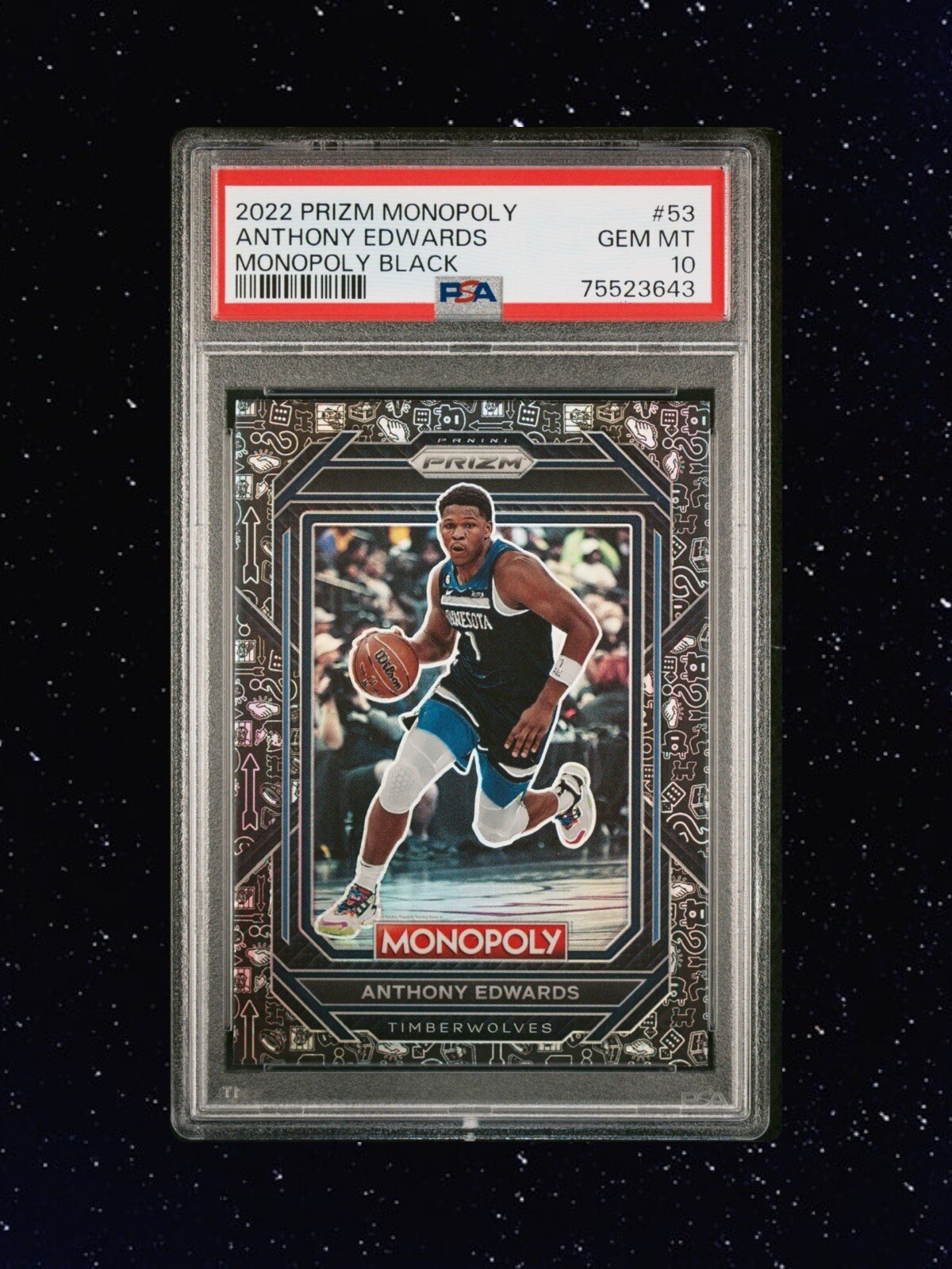 2022 Panini Prizm Monopoly Black Icons #53 Anthony Edwards PSA 10 💎 🐜