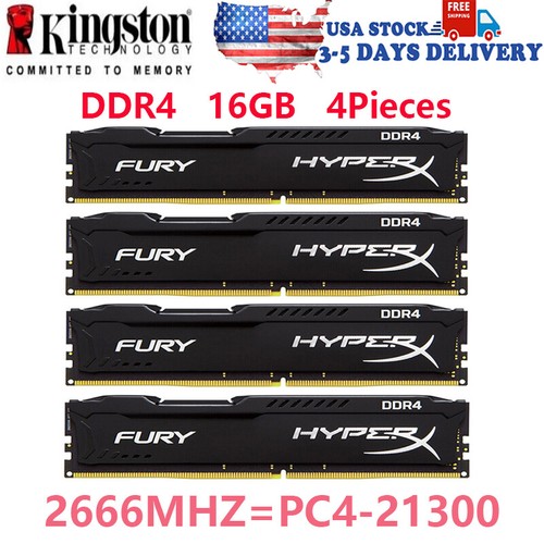 Kingston HyperX FURY DDR4 4x16 GB 2666 MHz PC4-21300 memoria RAM desktop DIMM 288p - Foto 1 di 11