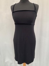 Next Women's Black Dress Size 10 Velvet Trim Viscose Blend