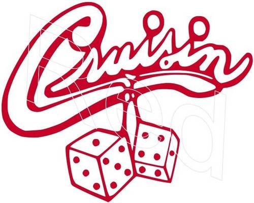 CRUISIN' ~ DANGLING MIRROR DICE ~ VINYL GRAPHIC CAR DECAL / STICKER ~ 5 COLORS - Picture 4 of 6