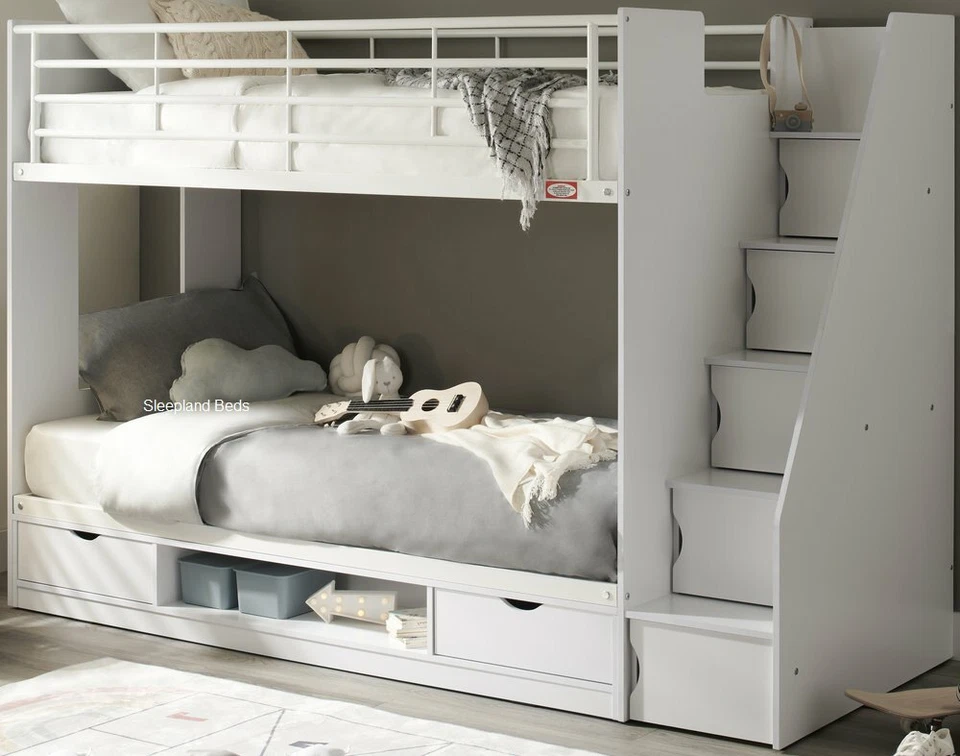 Cameo Deluxe Staircase Bunk Bed - White, Anthracite or Grey | Storage And Stairs - Image 2 of 4