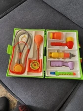 Vintage 1970s Fisher Price Medical Doctor Kit Preschool Pretend Play Carry Case