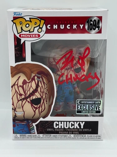 SIGNED Funko Pop! BRIDE OF CHUCKY - CHUCKY #1694 COA AUTHENTICATED Free Shippin