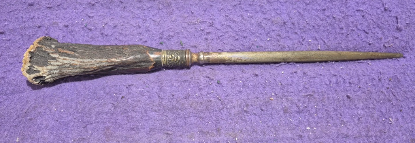 Vintage Honing Steel Stag Antler Handle Knife Sharpener 14" overall