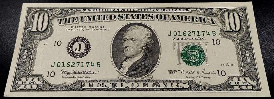 1995 $10 Federal Reserve Note, Kansas City! Uncirculated! Fr# 2032 J. - Image 2 of 4