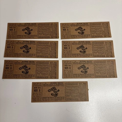 BAREFOOT IN THE PARK Broadway LOT of Five 5 Vintage TICKET Coupons BILTMORE 1963