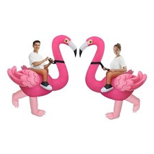 2 Packs Inflatable Flamingo Costume Riding Flamingo Blow-up Suit for Pink Wing