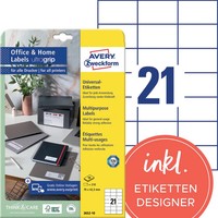 1-20X Avery Zweckform Universal-Etiketten Office&Home, 70 X 42,3Mm