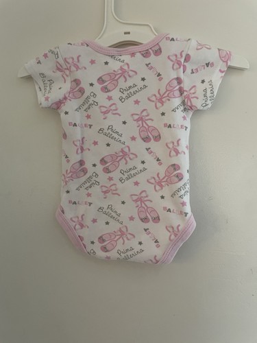 baby gear Girls Prima Ballerina Ballet Cotton Short Sleeve Bodysuit Cream 0-3M - Picture 3 of 4