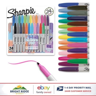 Water-Resistant Permanent Markers, 24 Assorted Colors for Art and Writing