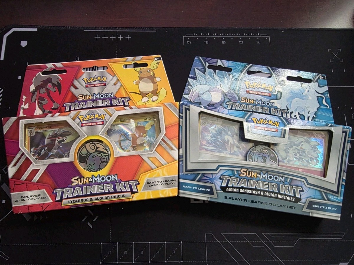 2018 Pokemon TCG Sun & Moon Trainer Kit Set Alolan Sandslash Ninetales Riachu 2018 Pokemon TCG Sun & Moon Trainer Kit Set Alolan Sandslash Ninetales Riachu